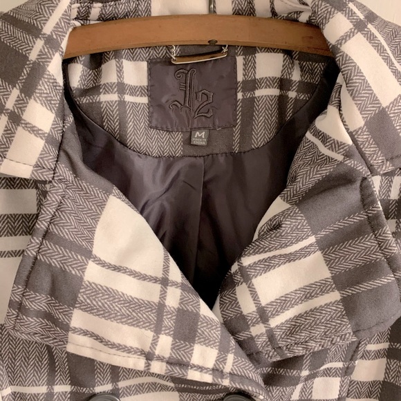 L2 Women's Grey and White Plaid Jacket Size Medium - Picture 3 of 5
